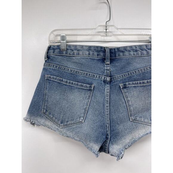 Forever 21 Jean Shorts Womens Sz 27 Cutoffs Blue Denim Cotton Light Wash Frayed - Picture 8 of 8